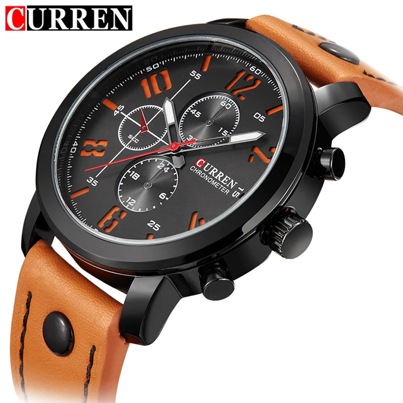 

CURREN 8192 Fashion Large Dial Military Quartz Men Watch Leather Sport watches High Quality Clock Wristwatch Relogio Masculino