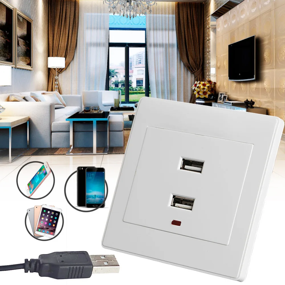 

Dual USB Wall Socket Charger AC/DC Power Adapter Plug Outlet Plate Panel