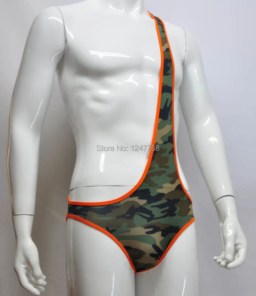 جديد الرجال التمويه الملابس الداخلية ملابس تحتية للمصارعة واحد Shouder على يوتار سترة جديد الرجال التمويه الملابس الداخلية ملابس تحتية للمصارعة واحد Shouder على يوتار سترة