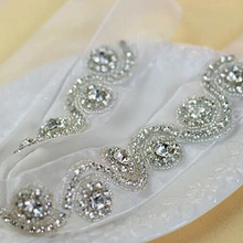 ShiDianYi серебряные стразы аппликация пояс невесты кристалл жемчуг ленты Свадьба для свадебная одежда подружки невесты платья 10PCS-RA030-Y515