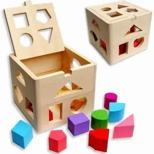 EFHH Wooden Thirteen Hole Intelligence Box Geometric Shape Matching Building Blocks Baby Kids Children Educational Toy Gift baby-building-blocks-wooden
