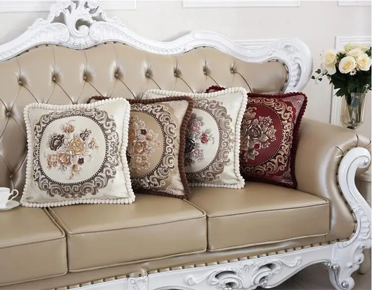 Накидки на подушки, классический европейский Стиль Высокое качество Подушка Чехол элегантный цветочный диван автомобиля декоративный чехол для диванной подушки домашний текстиль