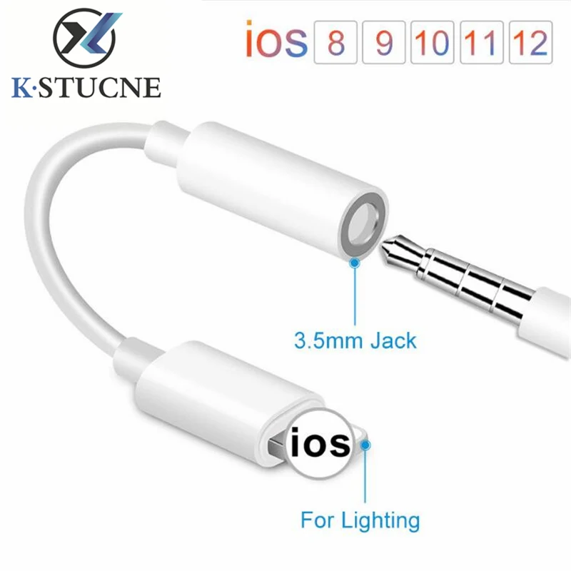 

For Lighting Female To 3.5mm Male Adapters Headphone Jack Cable IOS 11 12 Music Headphone Adapter For iPhone 7 8 X AUX Adapter