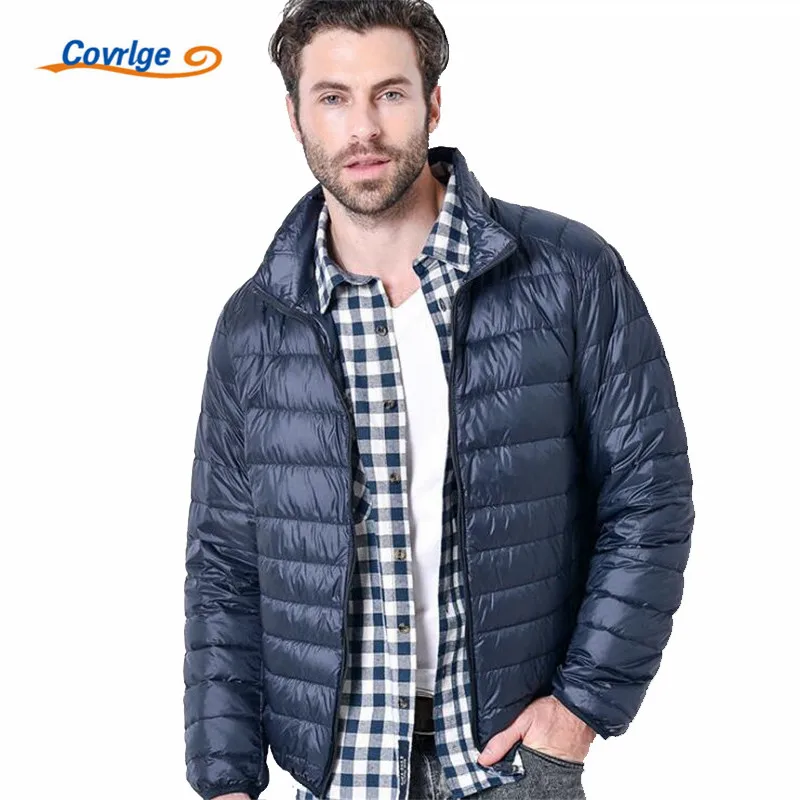 

Covrlge New Men Winter Jacket Ultra Light 90% White Duck Down Jackets Casual Portable Winter Coat for Men Down Parkas MWY003