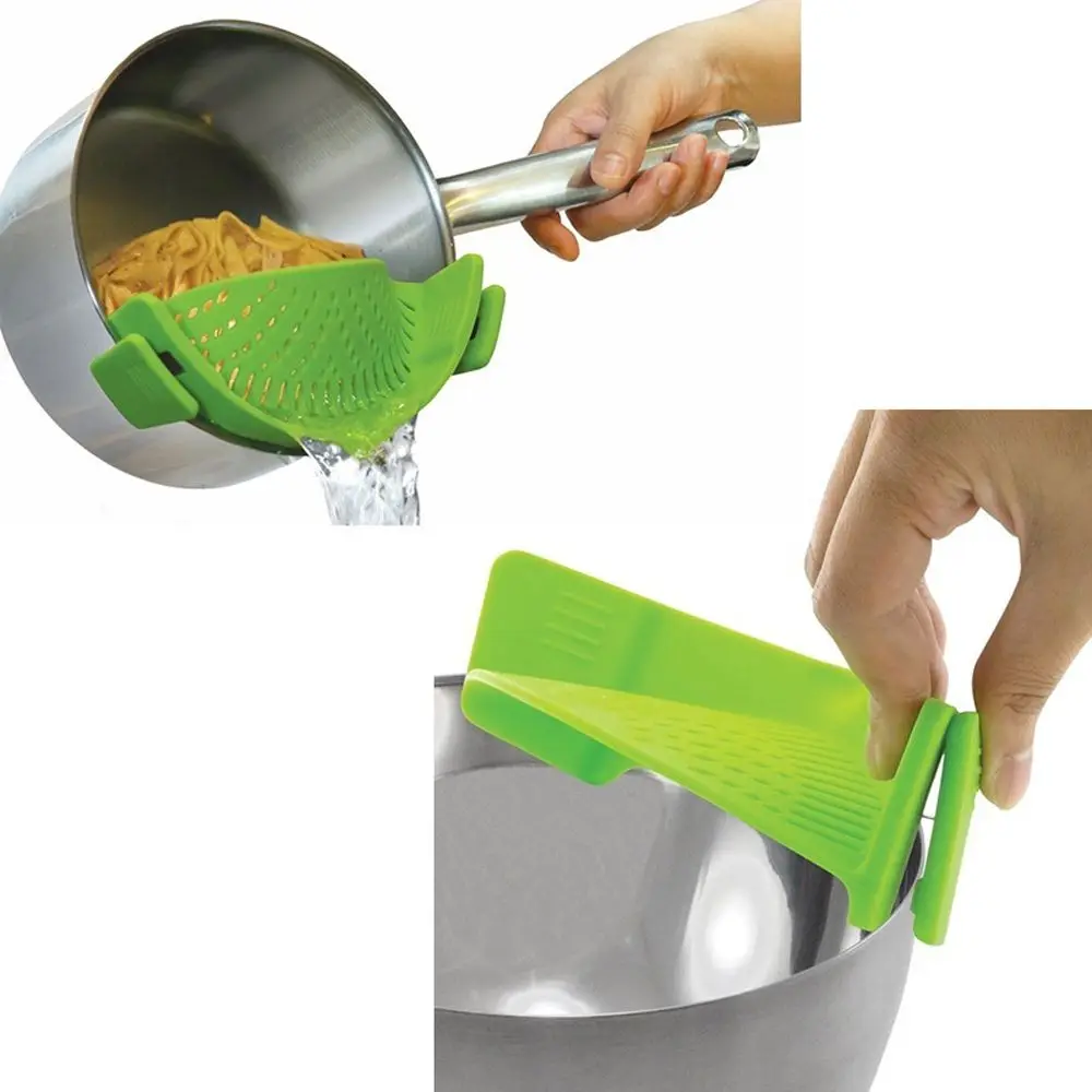 Silicone multifunctional Funnel Strainer Pot Pan Bowl Baking Wash Rice Colander Kitchen