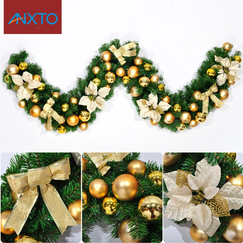 

Рождественская гирлянда из ротанга с большими цветами, 2,7 м