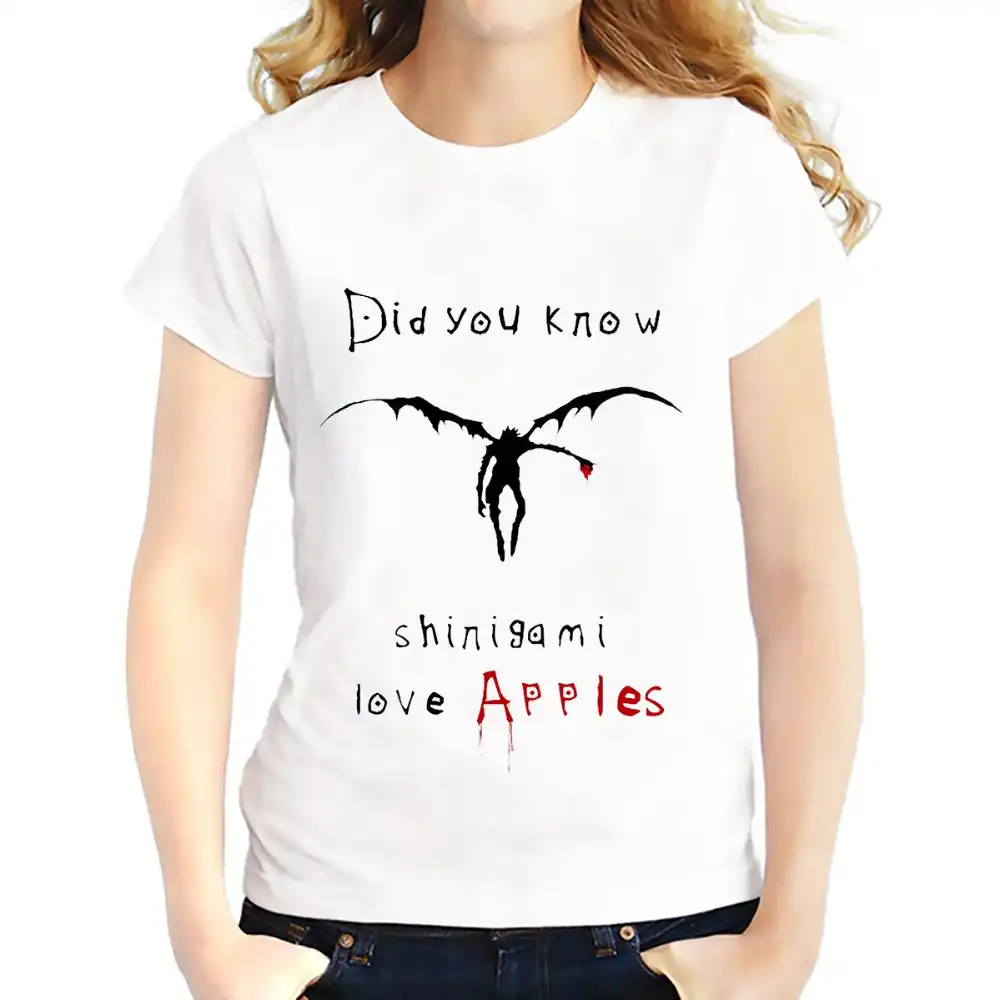 死神愛りんごtシャツ女性jollypeachブランド新しいホワイトカジュアル半袖tシャツファムデスノートlおかしいtシャツ Tシャツ Aliexpress