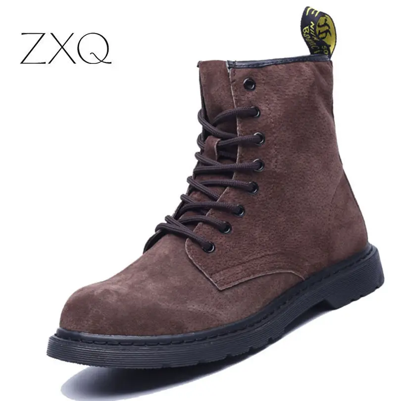 

Men's Martin Boots Autumn Winter Mid-Calf Cow Suede Leather Boots Casual Men Leather Boots Retro Snow Boots Men
