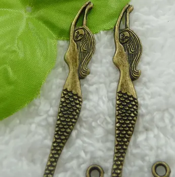 

56 pieces antique bronze mermaid bookmarks 84x22mm #2062
