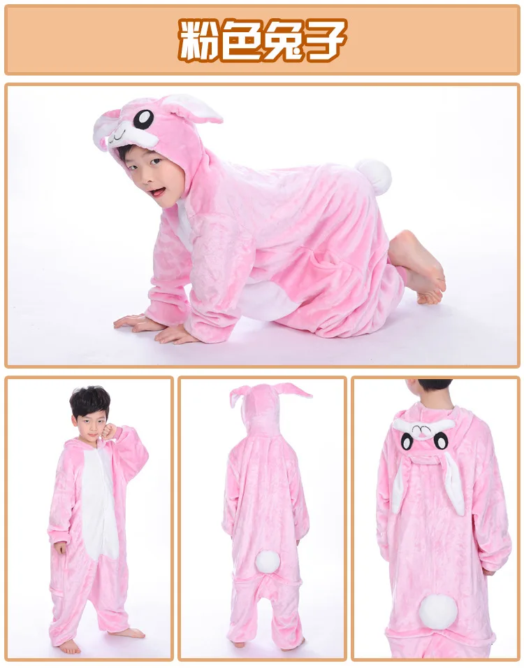 Baby Boys Girls Pajamas Autumn Winter Children Flannel Warm animal penguin Stitch panda Onesie Sleepwear Pajamas for 3 5 7 9 12Y