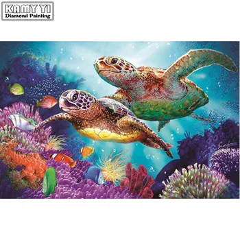 

DIY Diamond Painting Needlework Cartoon Animals Full Round Drill Mosaic Diamond Embroidery Tortoise Home Decor Child Gift XY20