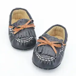 Унисекс Детские Обувь для девочек кисточкой бантом PU кроватки обуви противоскользящие предварительно Ходунки для детей Спортивная обувь