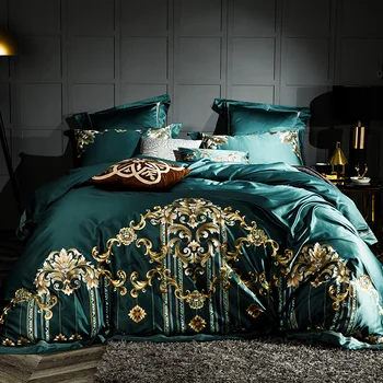 

New Luxury embroidery king queen size 4/6pcs Bedding sets Duvet cover Flat sheet Pillowcase