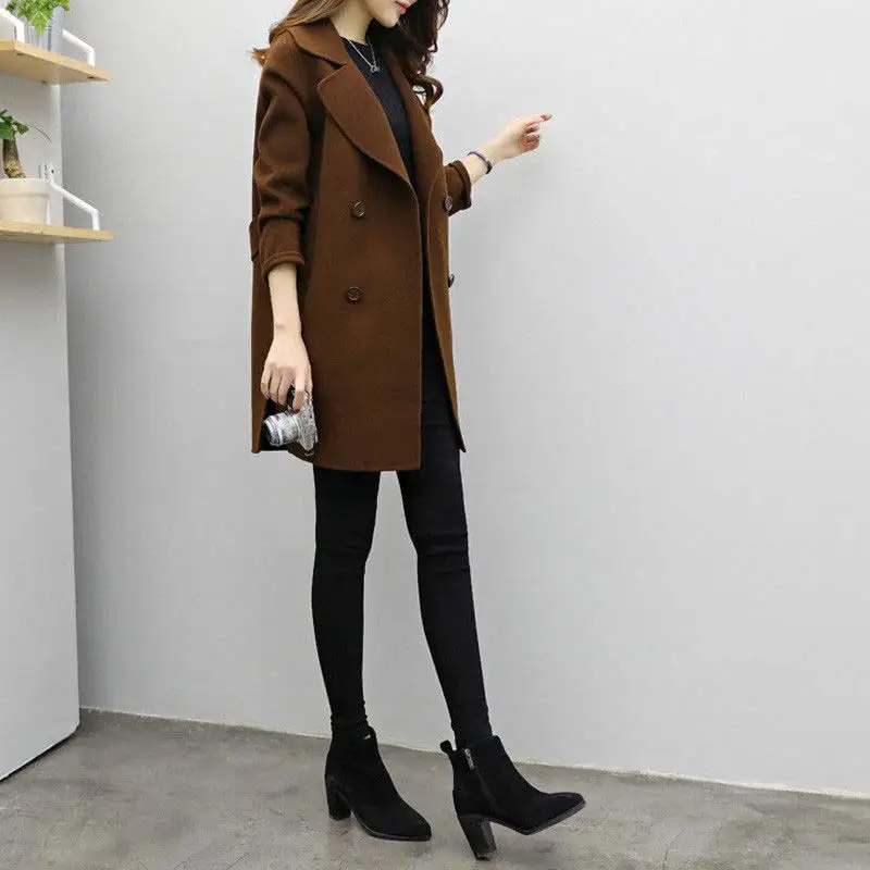 2019 Winter Clothing Short Wool Coat Women Coat Korean Wool Coat Fashion Double Breasted Cardigan Jacket Elegant Blend HD88