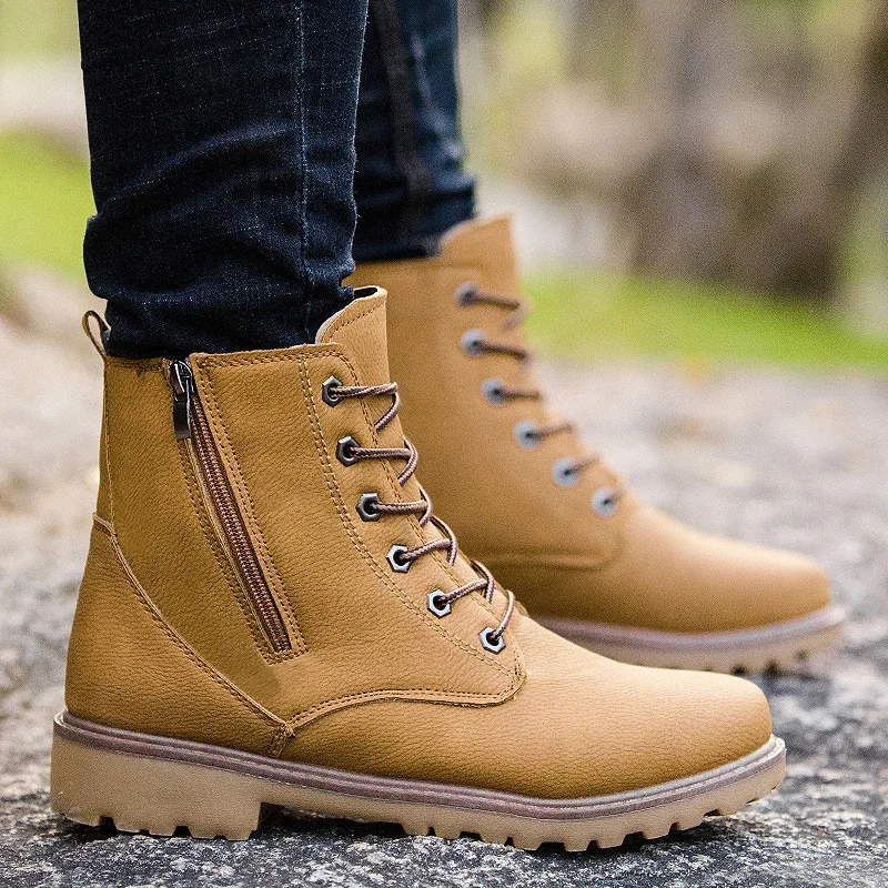 Autunno Comodo neri Classic stivali traspiranti Stivali Scarpe Inverno Nuovi uomo Merkmak da lacci Giallo stivali con caviglia gialli Brand Nero Casual UpfxvnYq