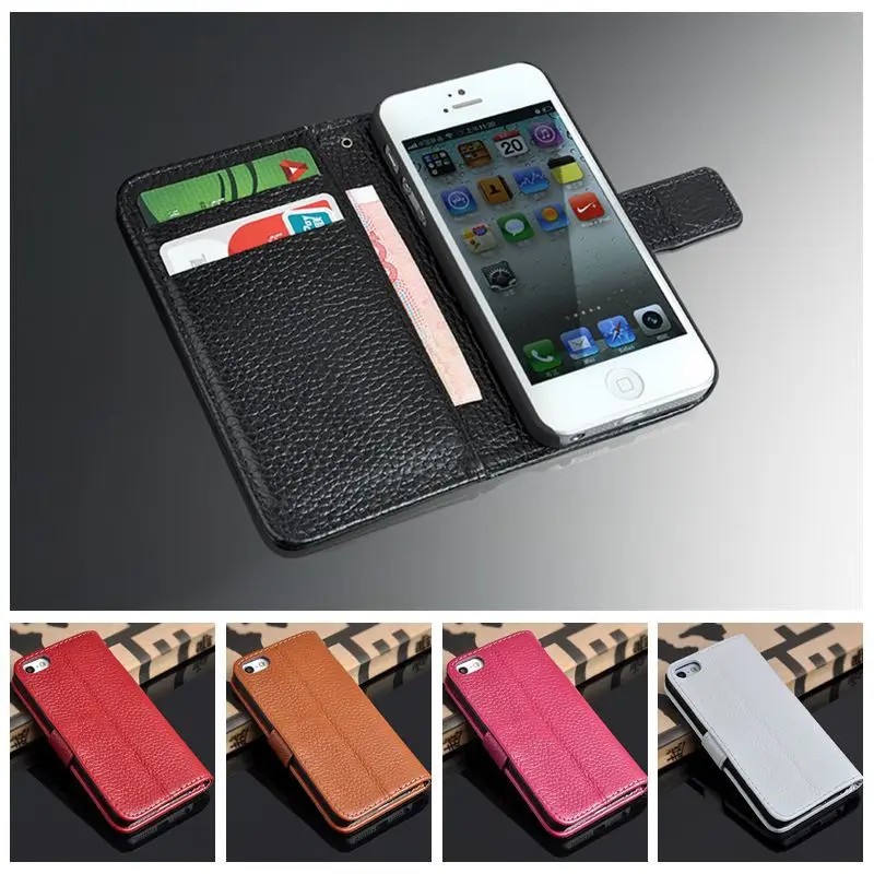 Vintage Business Type 100% Genuine Leather Flip Cover case for iphone 5 5S Real cowhide Retro-Lichess Pattern! Color |