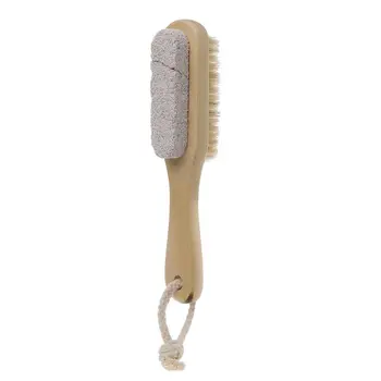

New Wood Handle Pumice Stone Bristle Dead Skin Remover Brush Foot Care Pedicure