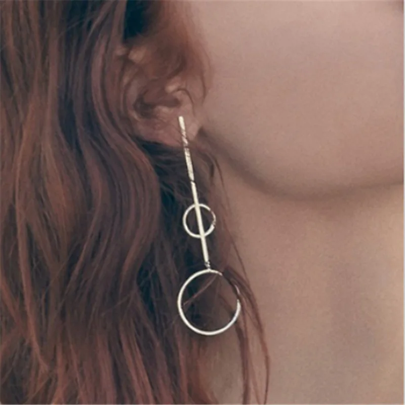 Simple Street Snap Style Circular Asymmetry Trendy Geometric Earrings Oorbel Earrings For Women