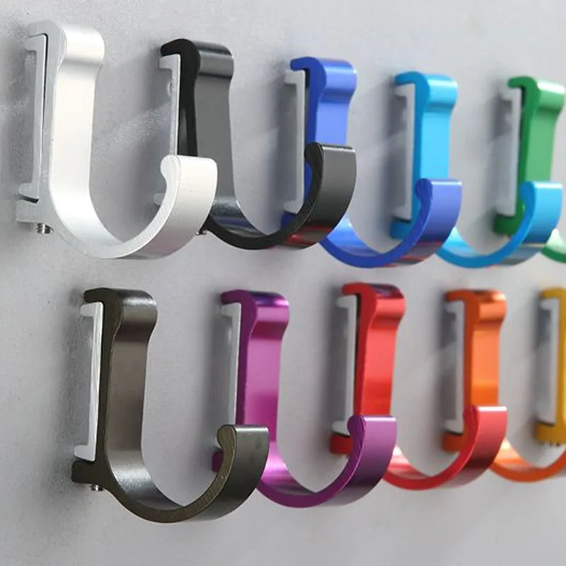 Aluminum Finish Candy Color Clothes Hanger And Towel Bathroom Hooks