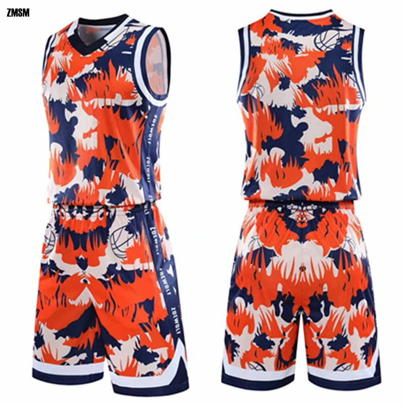 

ZMSM Adult Personalized Print Basketball Jerseys Set High Quality Basketball Training Uniform Custom V-neck Sports Suit GY8336