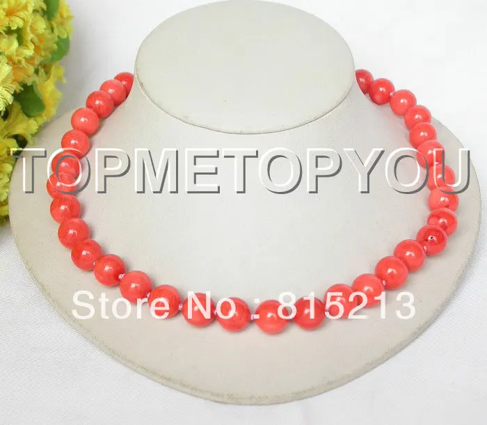 

ddh0075 Stunning! Genuine 18" 11mm round pink coral necklace 925ss