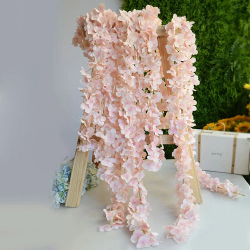 Artificial Hanging Silk Hydrangea Bouquet Flower Vine Wedding Party Home Decor