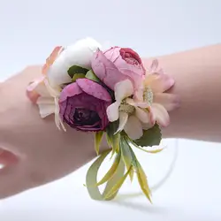 Великолепные красочные искусственные розы цветы свадебные руки запястья корсаж сестры ручной цветок аксессуары для подружек невесты