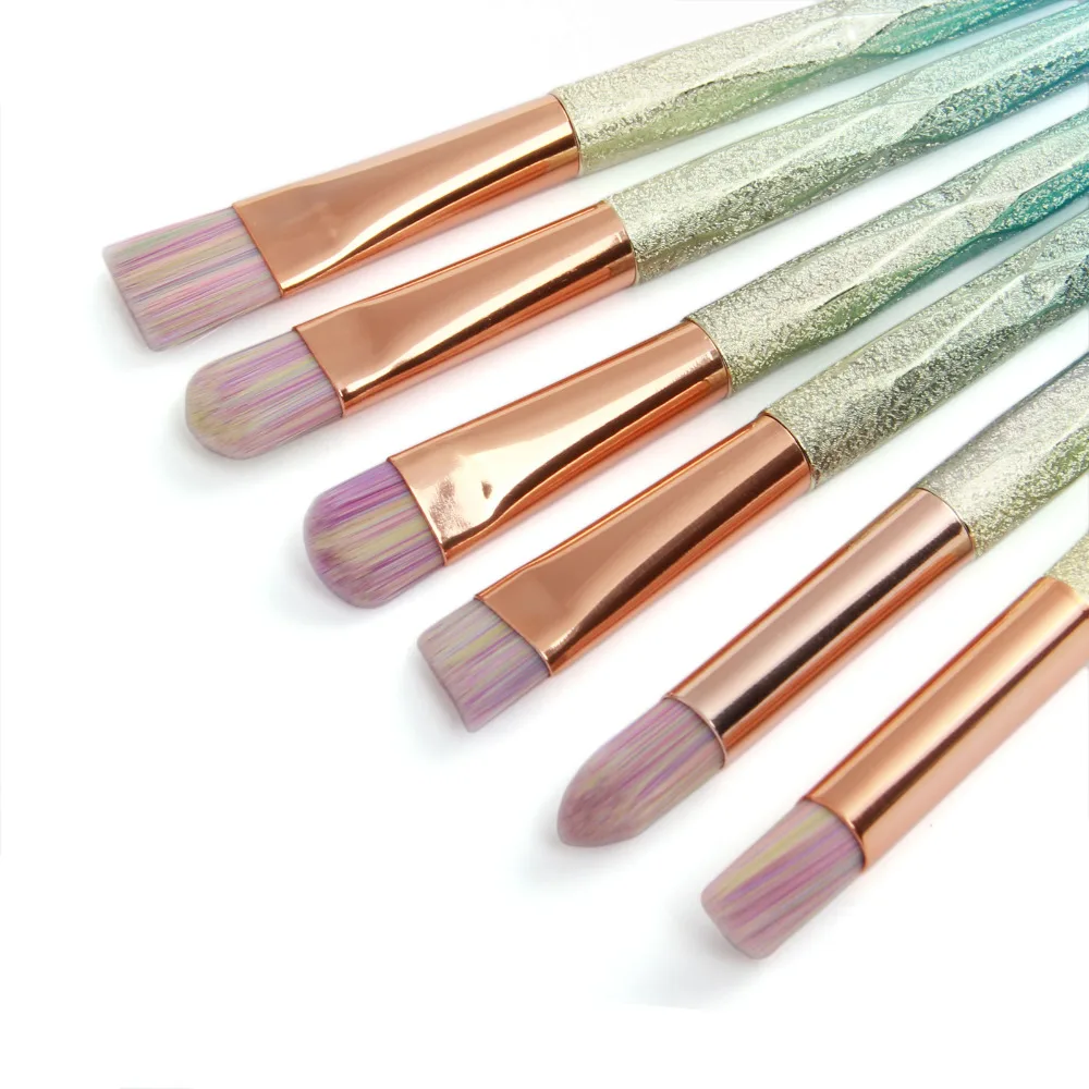 7 Pcs Glitter Gradient Color Handle Makeup Brushes Set Powder Foundation Eyebrow Face Make Up Brush Cosmetic Tool Kit (3)
