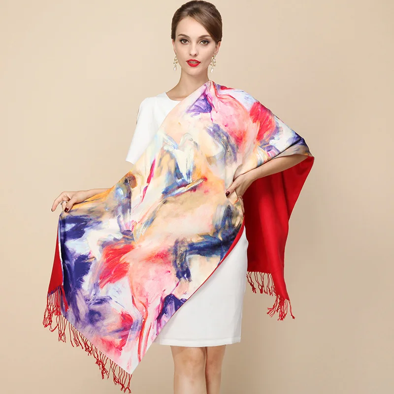 DANKEYISI, модный дизайнерский женский большой шарф, Женский брендовый шарф, настоящая двухслойная утолщенная кисточка, Осень-зима, шаль, шарфы - Цвет: 15
