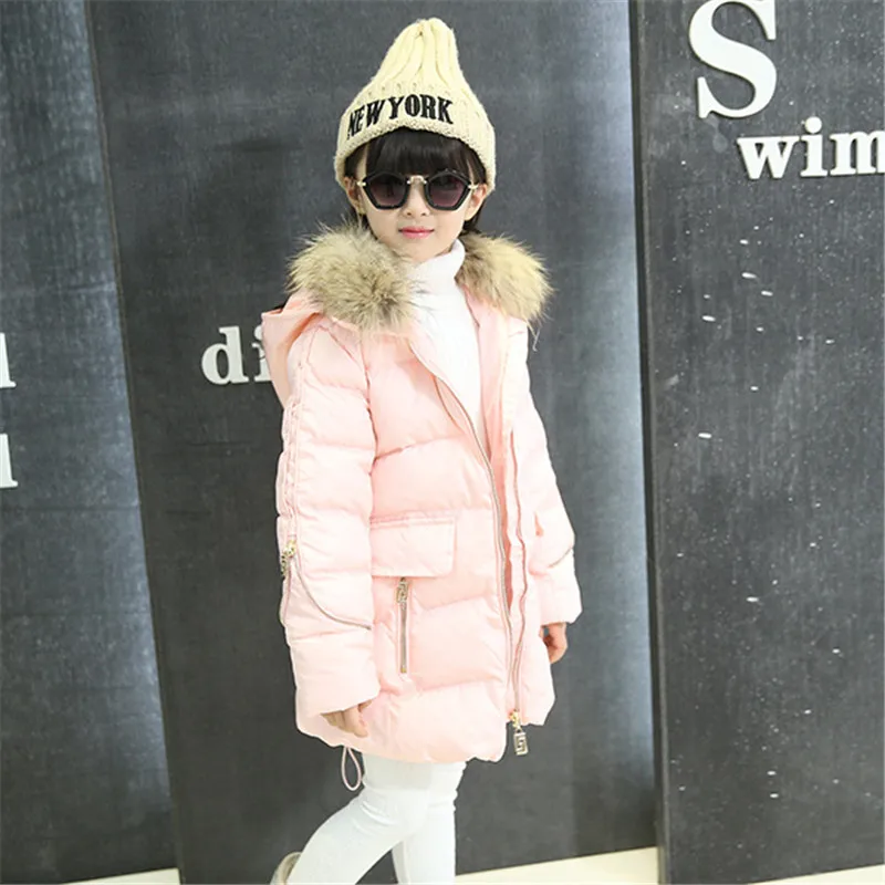 

Hot Fashion Baby Girls Jackets Winter Thicker Duck Down Fur collar Winter Coat Kids Pink Outerwear Coat Boys Girls Clothes