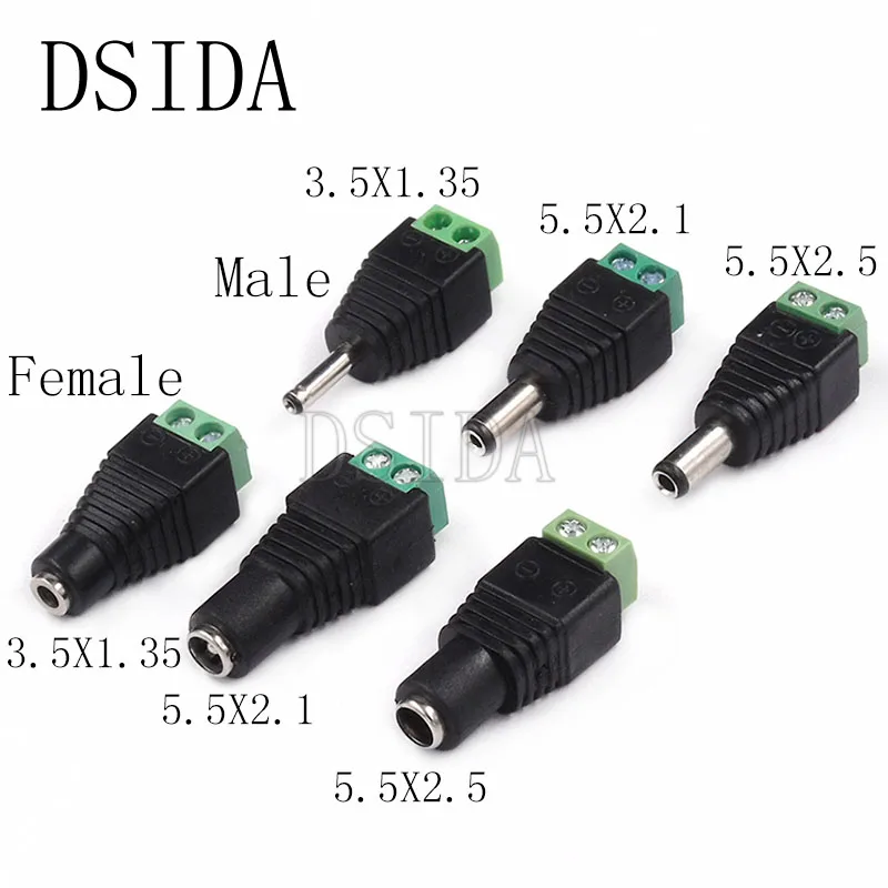100pcs DC Power Jack 5.5 x 2.1mm Female To 3.5 x 1.35mm Male Plug Cable adapter