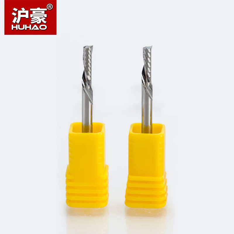 

HUHAO 2pcs/lot Shank 3.175mm Left Spiral Milling Cutter 1 Flute Router Bit Carbide CNC End Mill Tool Accessories