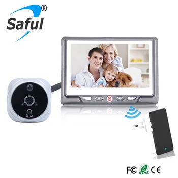 

Saful 4.3" LCD Color Screen Peephole Camera Doorbell Door Viewer Multi-function Motion Detect Door Camera Monitor for Smart Home