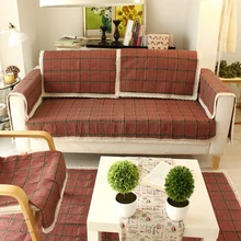 70*70-110*240 см красный/серый клетчатый хлопковый тканый чехол для дивана секционный диван подлокотник/Спинка нескользящий диван полотенце кружевной Противоскользящий чехол
