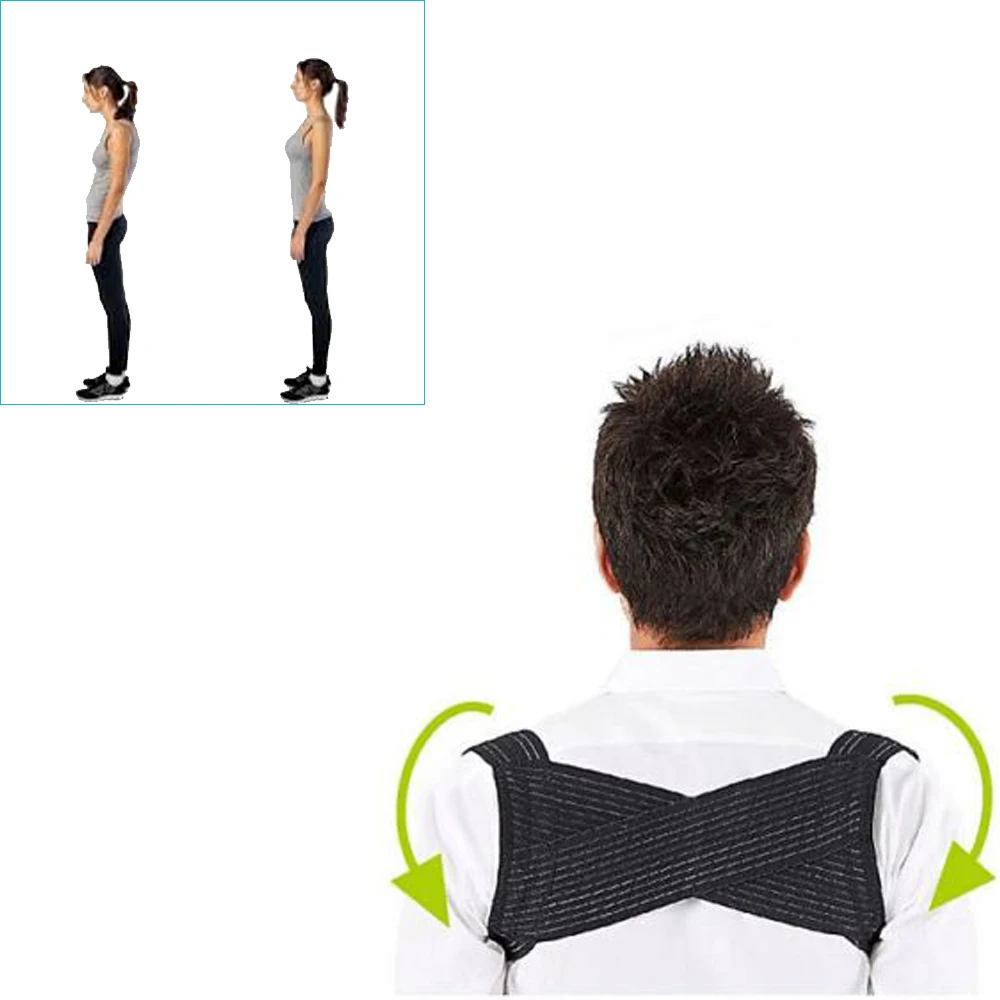 

Light Weight Adjustable Posture Corrector Corset Back Brace Relieves Neck Back and Spine Pain Improves Posture (Black,White)