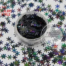 TCA1000 Блестки для ногтей Черный цвет блестки в форме снежинок 6,0 мм Размер углы для дизайна ногтей и DIY принадлежности