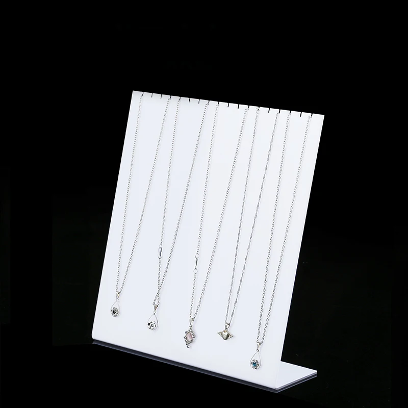 White Acrylic Necklace Display Stand With top Hooks