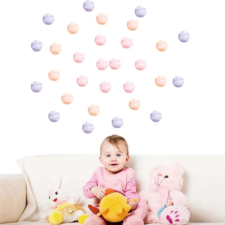 Watercolor Dots Windows Wall Sticker Polka Mixed Colorful Multiple Patterned Decals Home Decoration For Kids Room Christmas Gift