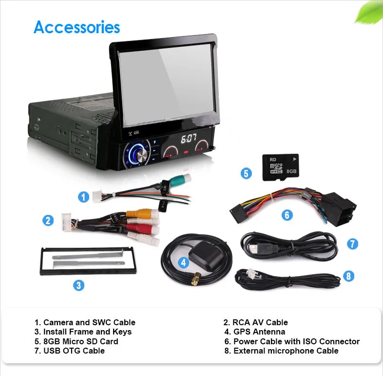 Sale Eunavi DK7090 7" single 1 Din WCE Car DVD Player GPS Navigation Universal In-dash Detachable Front Panel Auto Radio Audio Stereo 11