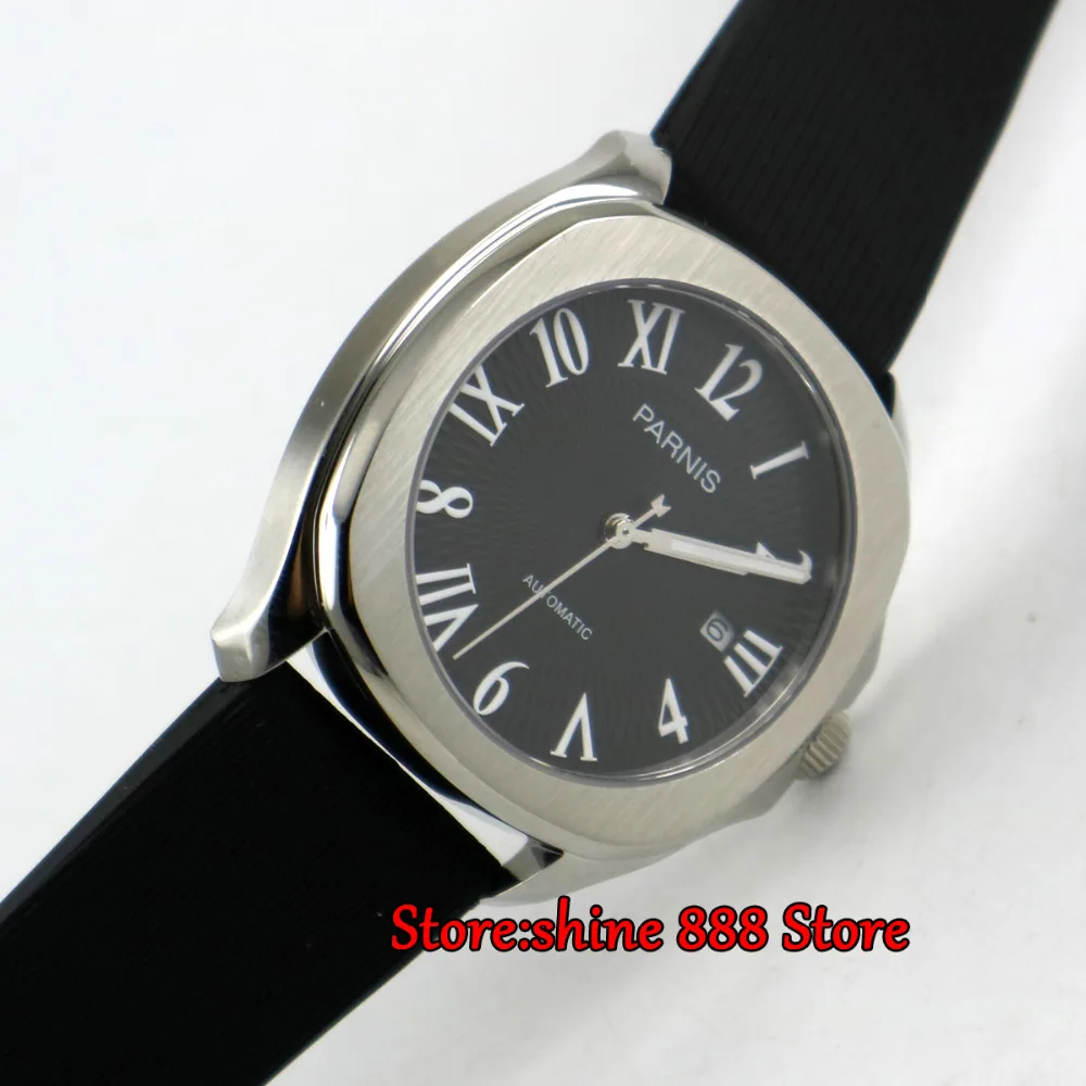 

40mm Parnis black dial date Sapphire glass Miyota 821A automatic mens watch