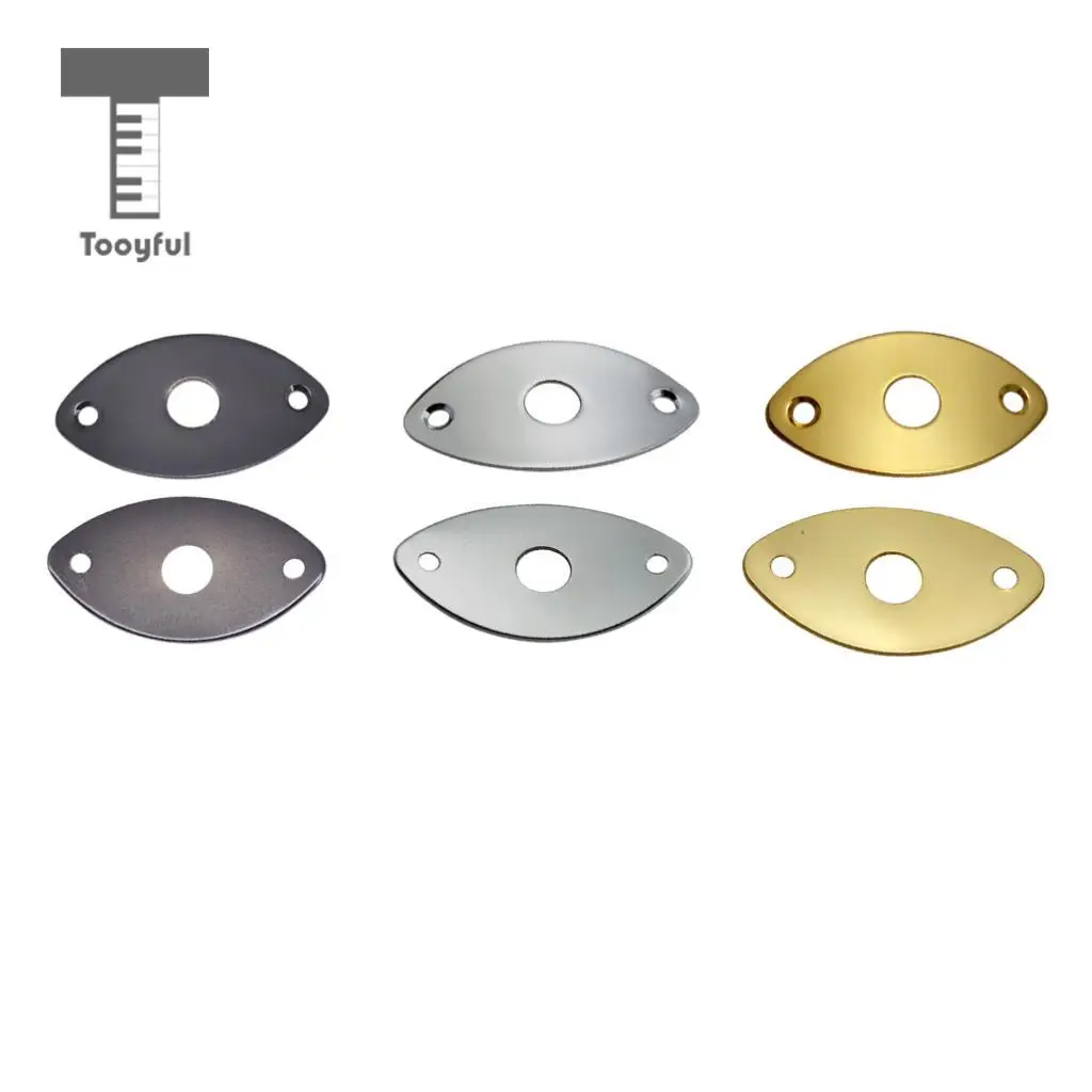 Tooyful 2pcs Metal Oval Curved Socket Jack Plate with Screws for Electric Guitar Bass Parts
