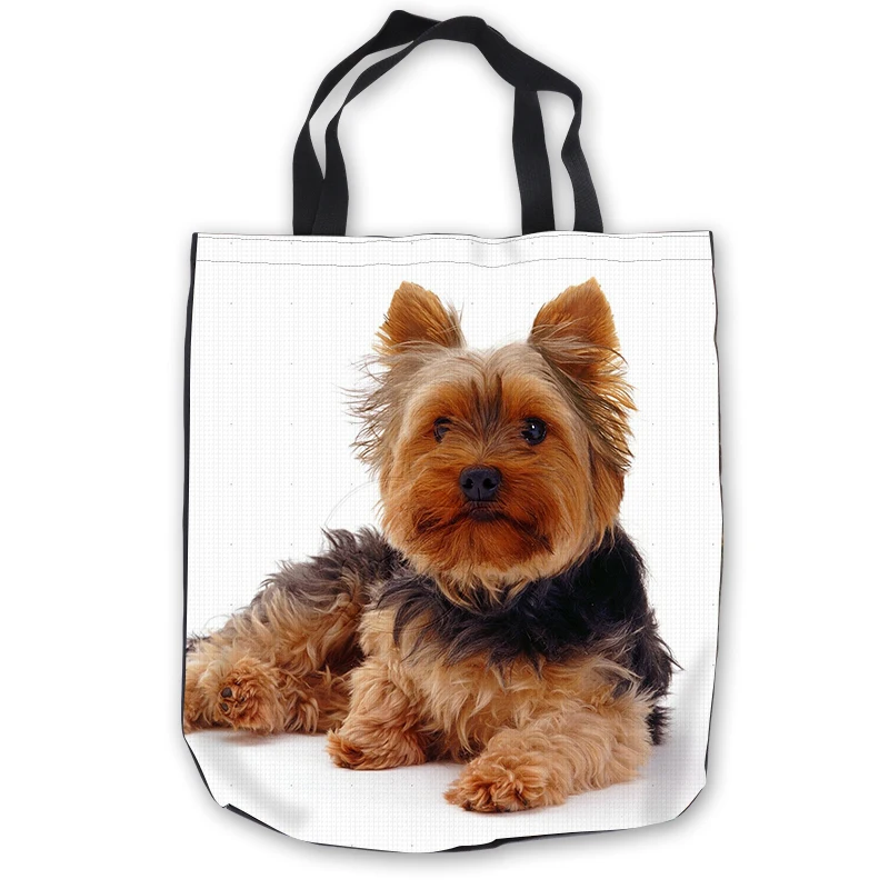 На заказ холст yorkshire_terrier ToteBags ручной сумки сумка для покупок Повседневный пляжные сумки складной 180713-1-02