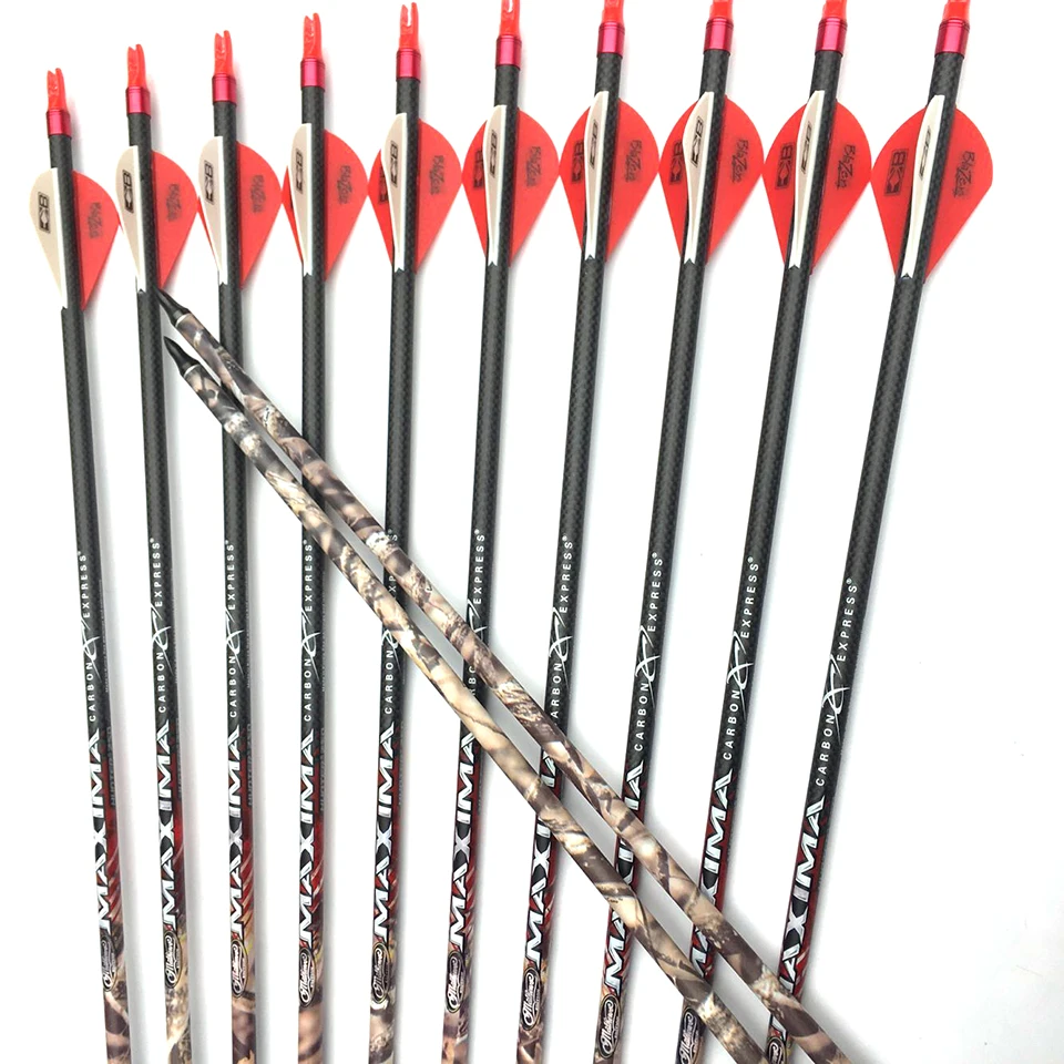 

12PC 32 inch 3K Carbon Arrow Spine 400 OD 7.6 mm ID 6.2 mm With 75 grain Arrow Head For Compound /Recurve Bow Hunting