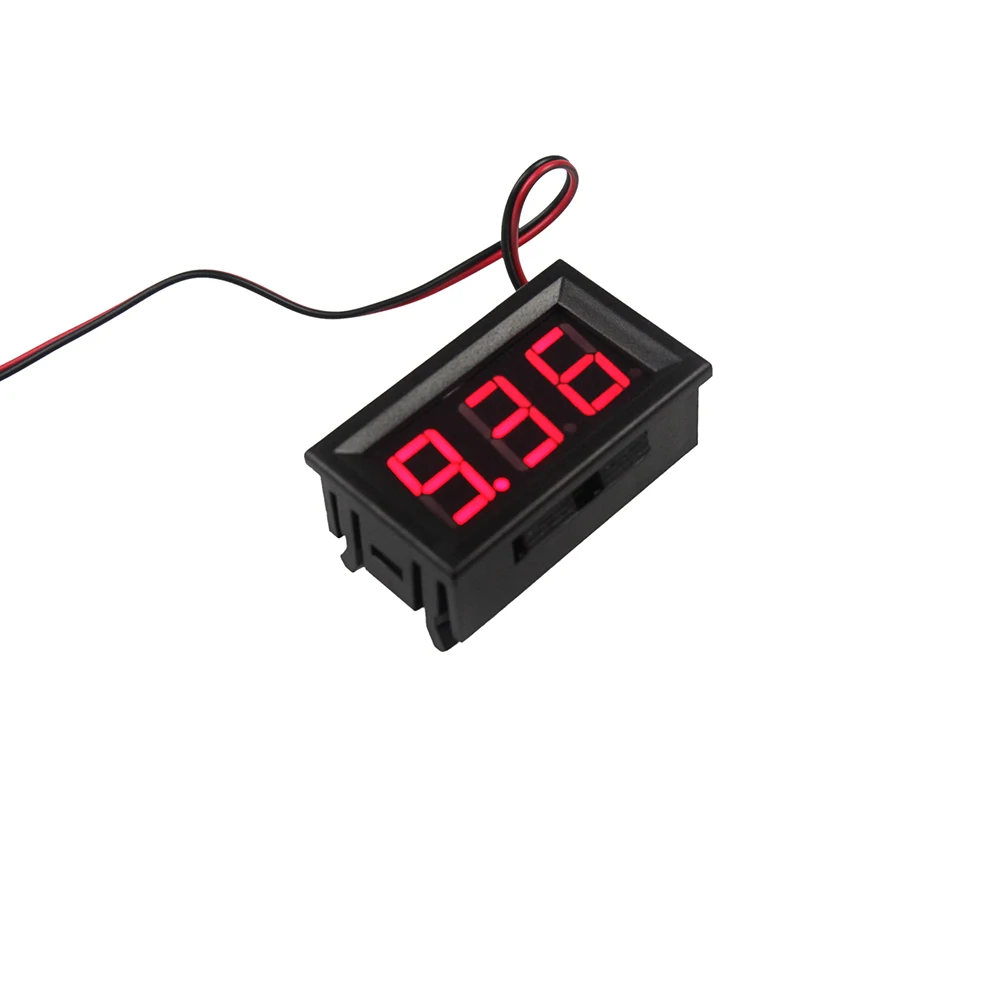 

Mini 2 Cables 0.56in LED Digital Voltmeter With Reverse Connection Protection DC4.5V-30.0V Voltmeter.