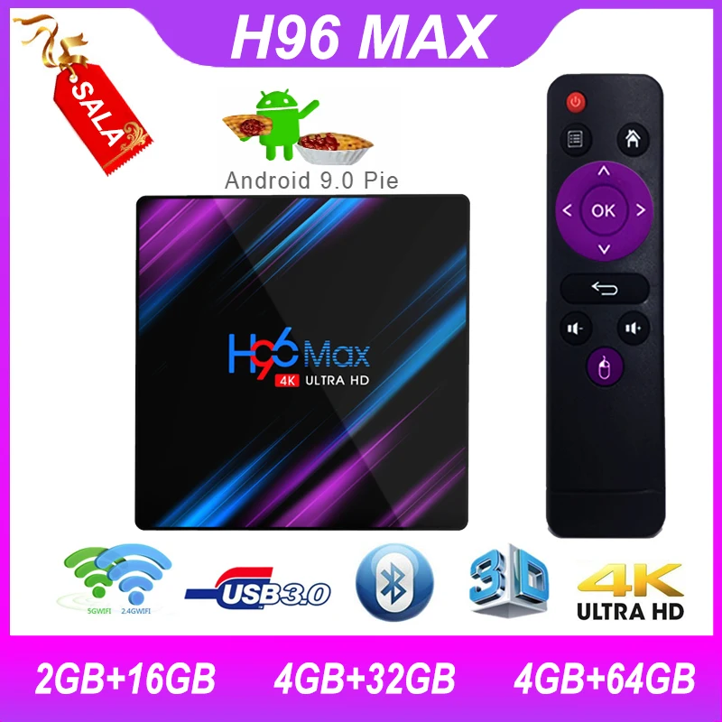 Новый ТВ бокс на Rockchip RK3318 H96max 2 ГБ/4 ГБ 16 ГБ/32 ГБ/64 Android tv Box 4/5G Dual wifi OS9.0 Smart