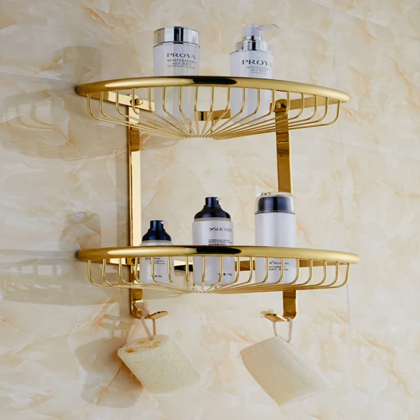 brass corner shower shelf
