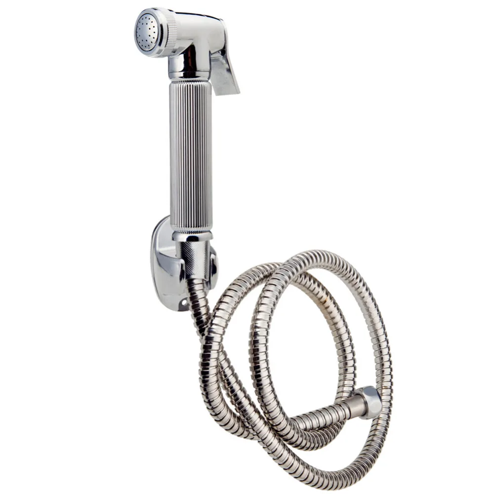 1set Bathroom Stainless Steel Handheld Adjustable Pressure Shut off