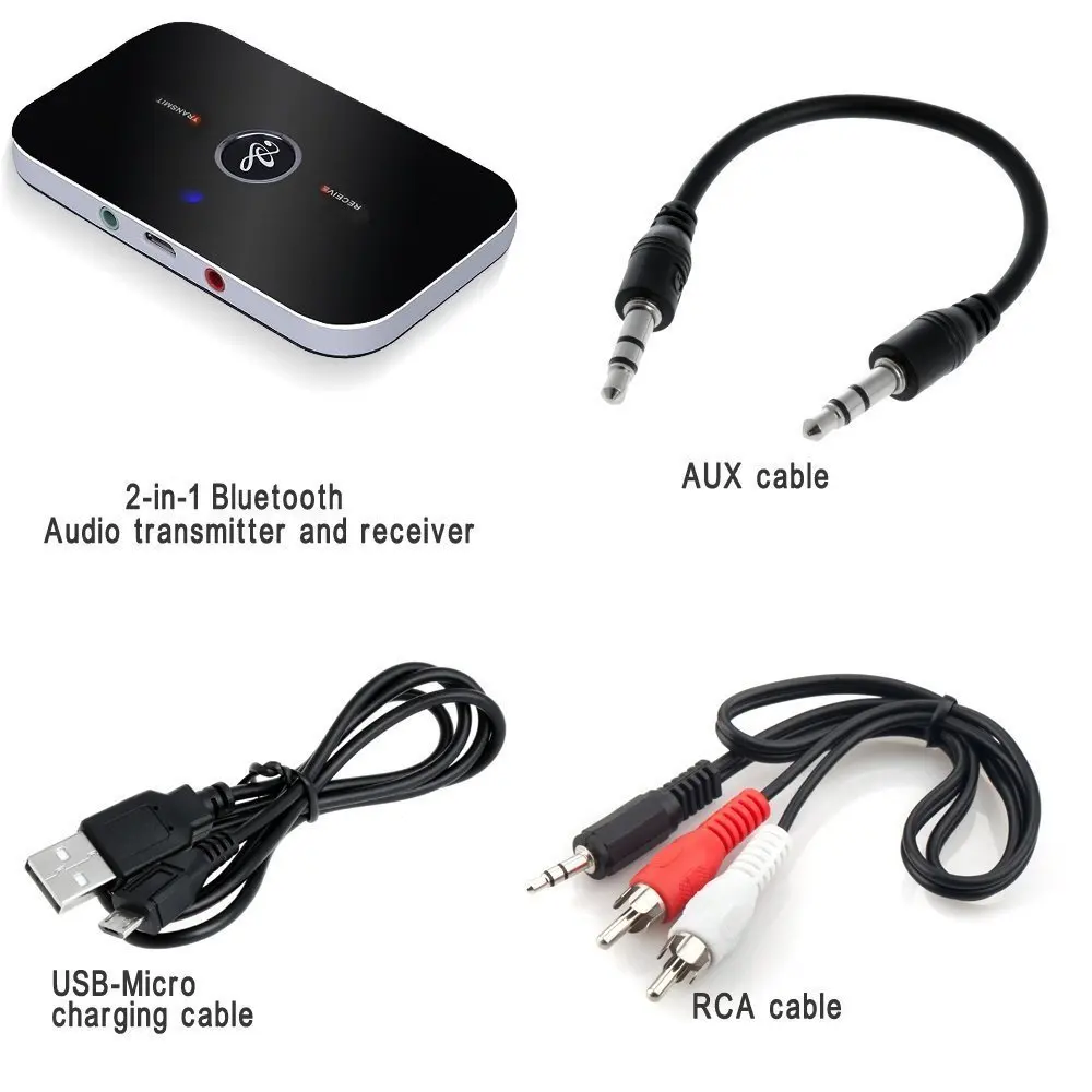 VAORLO Bluetooth Transmitter Receiver Wireless Audio Adapter For Headphones Speakers TV 3.5mm Bluetooth Music Receiver Sender