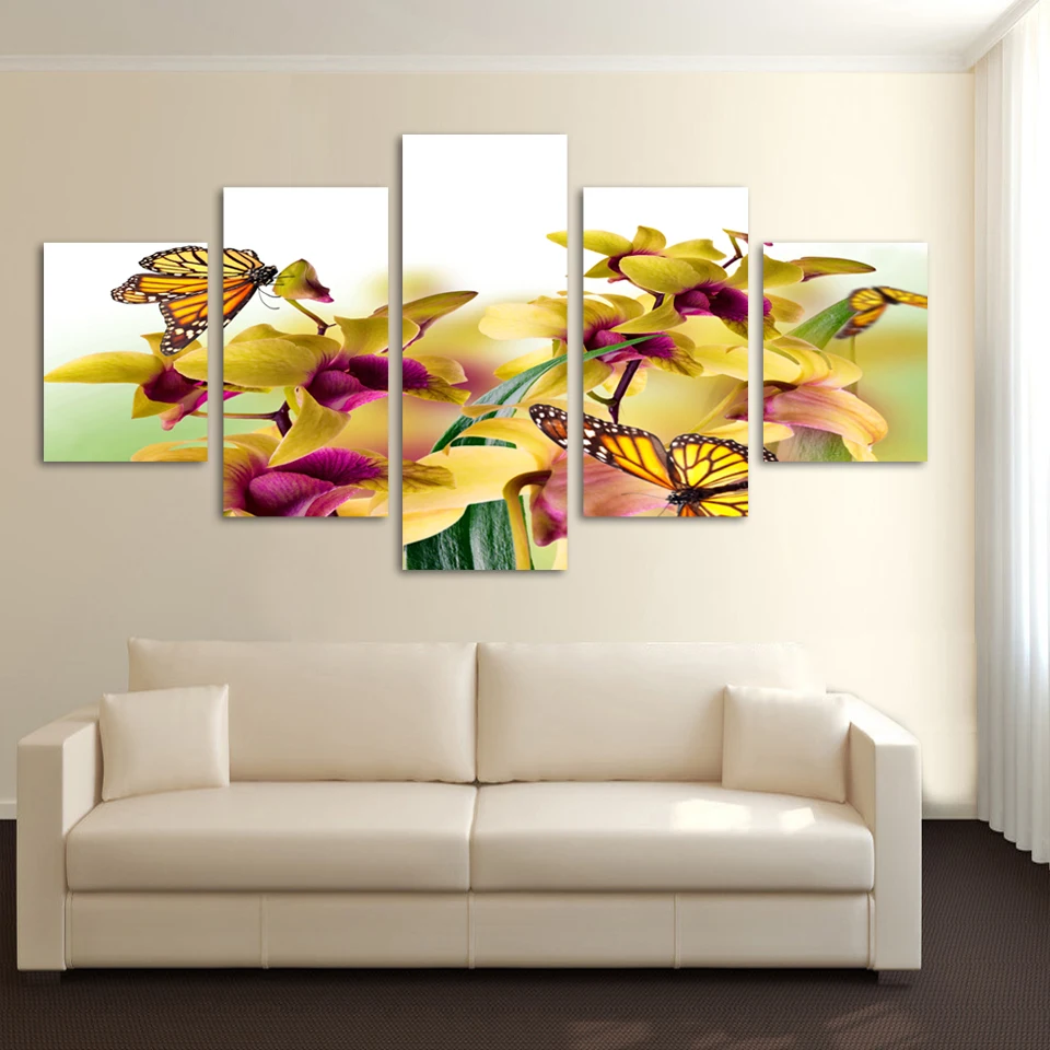 5 Square Free Shipping Art Canvas Painting Home Decor Digital Photos 5 Square Free Shipping Art Canvas Painting Home Decor Digital Photos Wall Stickers Yellow Phalaenopsis Picture F087 In Calligraphy From