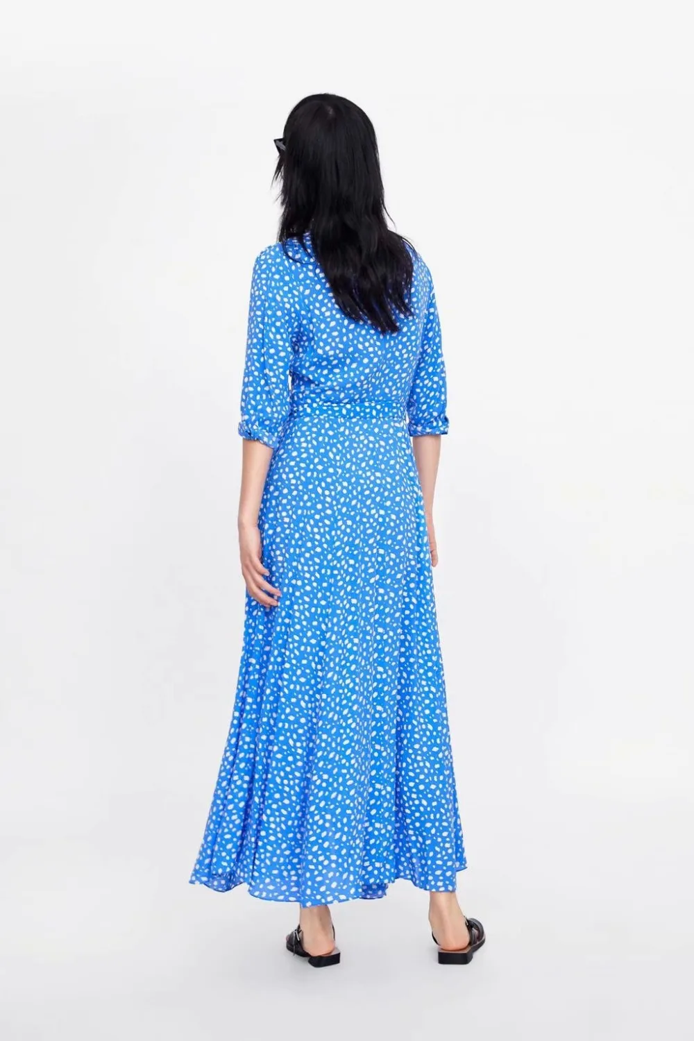 Summer Dress Women England Style Short Sleeve Print Sashes Blue Sexy Midi Drees Vestidos De Fiesta Party Dress DS42 (8)